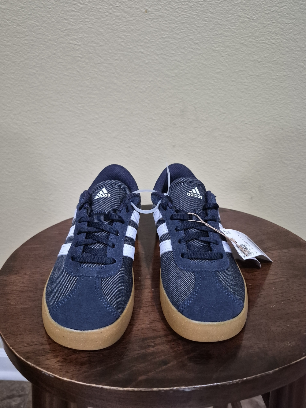 Adidas VL Court 3.0 Kids Navy Blue Classic Three-Stripes Sneakers Size 13.5